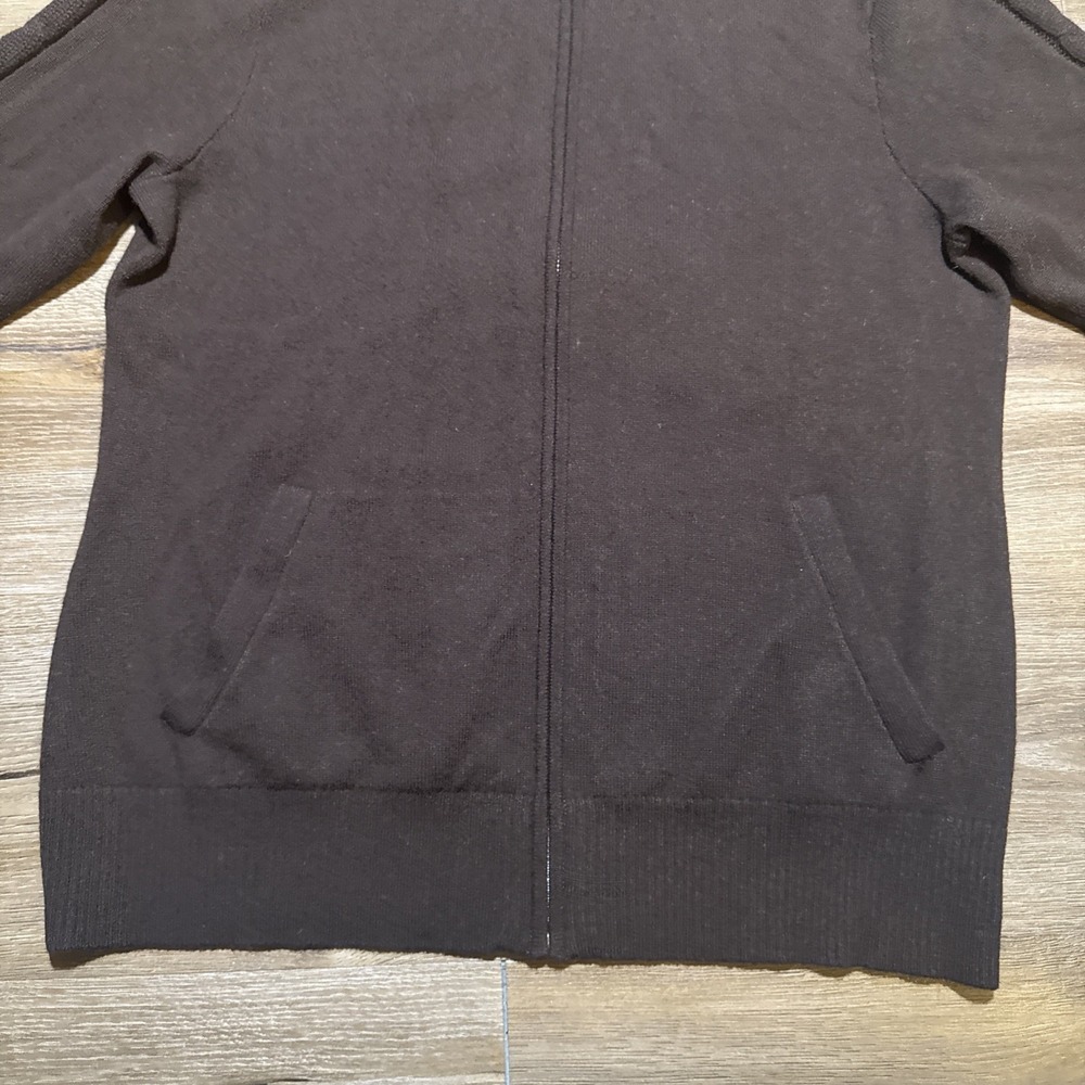 Ralph Lauren Golf Women's LARGE 100% Cashmere Full Zip Sweater Brown Cable Knit - Picture 6 of 14